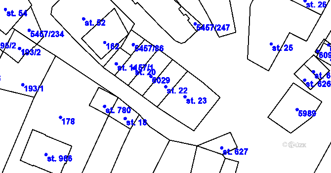 Parcela st. 22 v KÚ Polešovice, Katastrální mapa