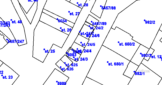 Parcela st. 24/5 v KÚ Polešovice, Katastrální mapa