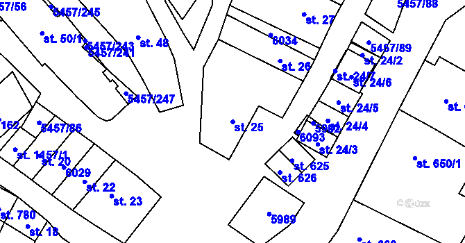 Parcela st. 25 v KÚ Polešovice, Katastrální mapa