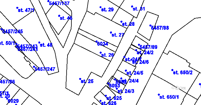 Parcela st. 26 v KÚ Polešovice, Katastrální mapa