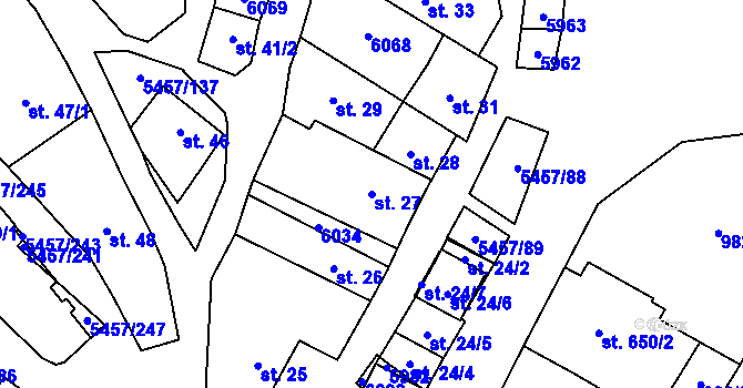 Parcela st. 27 v KÚ Polešovice, Katastrální mapa