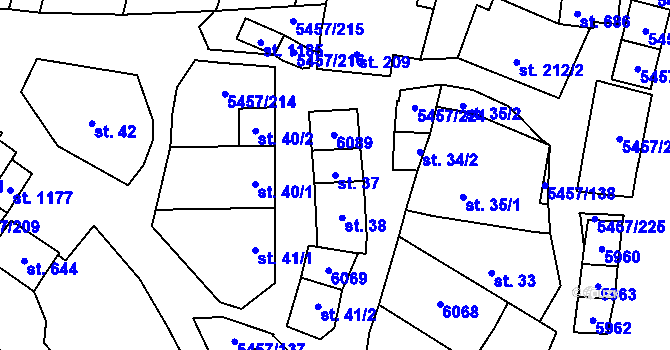 Parcela st. 37 v KÚ Polešovice, Katastrální mapa