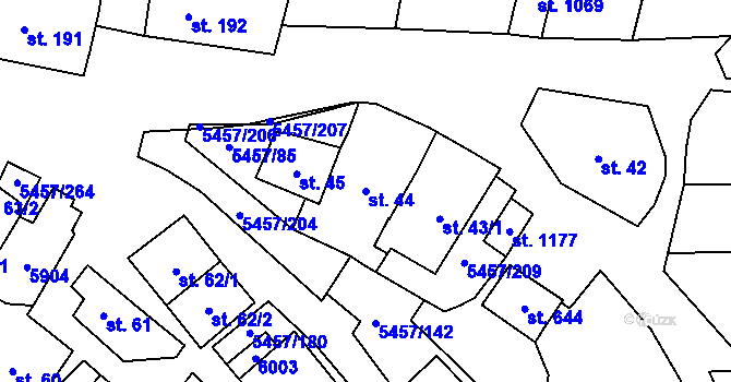 Parcela st. 44 v KÚ Polešovice, Katastrální mapa