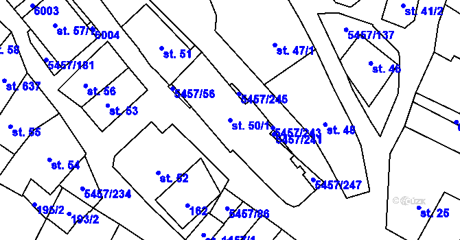 Parcela st. 50/1 v KÚ Polešovice, Katastrální mapa