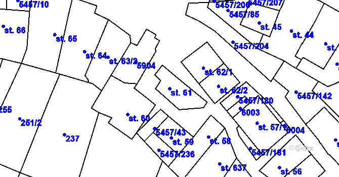 Parcela st. 61 v KÚ Polešovice, Katastrální mapa