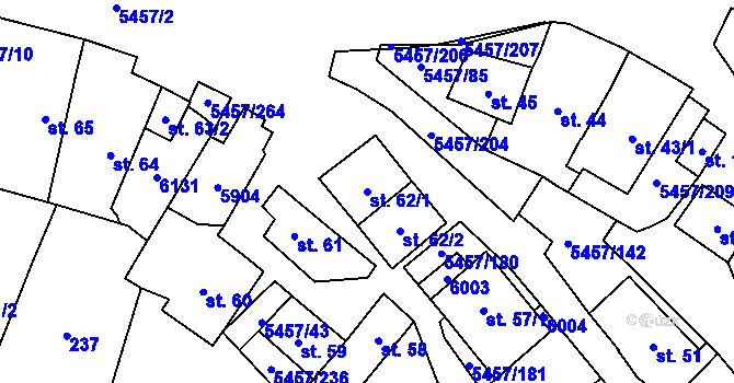 Parcela st. 62/1 v KÚ Polešovice, Katastrální mapa