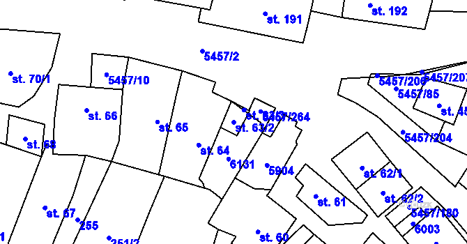 Parcela st. 63/2 v KÚ Polešovice, Katastrální mapa