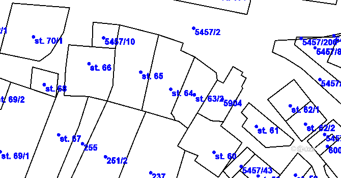 Parcela st. 64 v KÚ Polešovice, Katastrální mapa