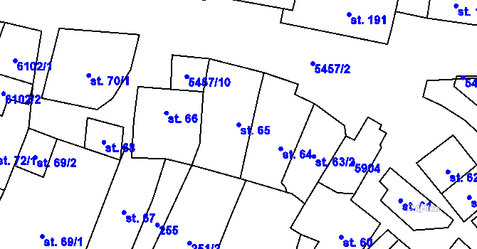 Parcela st. 65 v KÚ Polešovice, Katastrální mapa