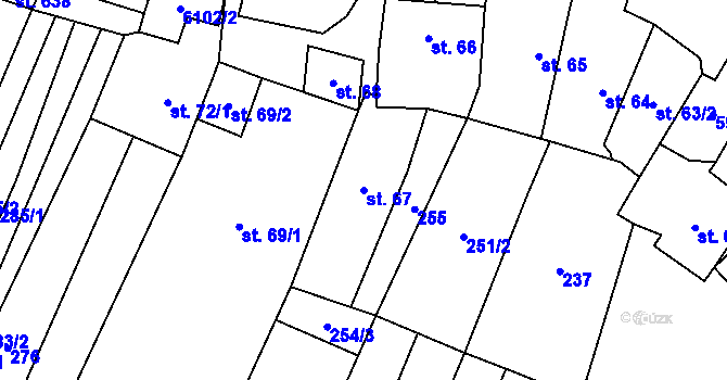 Parcela st. 67 v KÚ Polešovice, Katastrální mapa