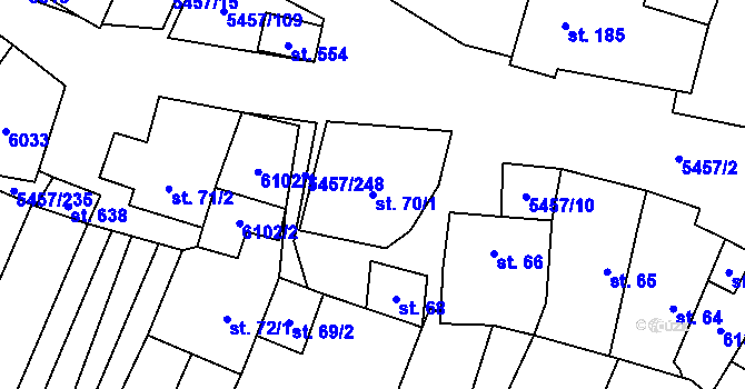 Parcela st. 70/1 v KÚ Polešovice, Katastrální mapa