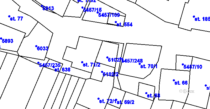 Parcela st. 71/1 v KÚ Polešovice, Katastrální mapa