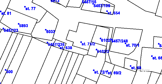 Parcela st. 71/2 v KÚ Polešovice, Katastrální mapa
