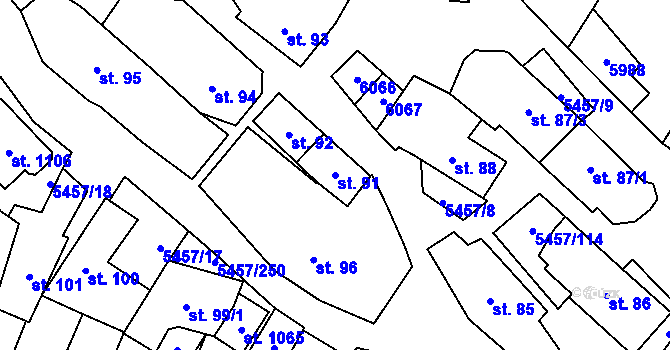 Parcela st. 91 v KÚ Polešovice, Katastrální mapa