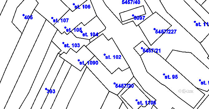 Parcela st. 102 v KÚ Polešovice, Katastrální mapa