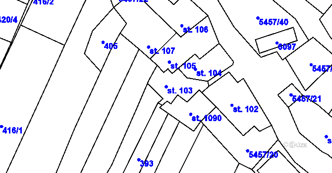Parcela st. 103 v KÚ Polešovice, Katastrální mapa
