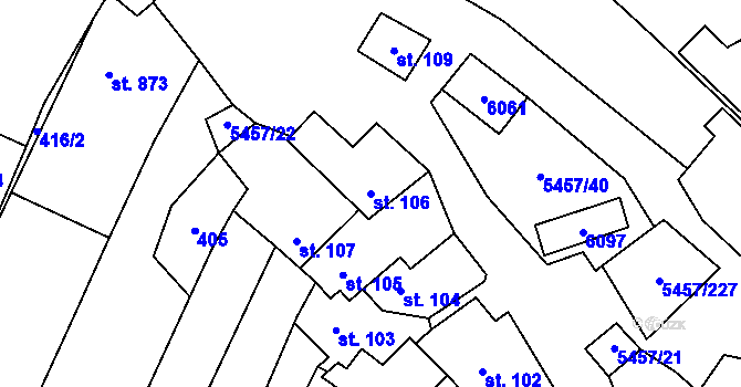 Parcela st. 106 v KÚ Polešovice, Katastrální mapa
