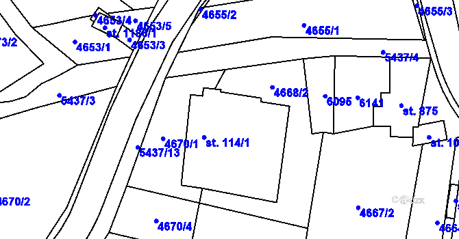 Parcela st. 114 v KÚ Polešovice, Katastrální mapa