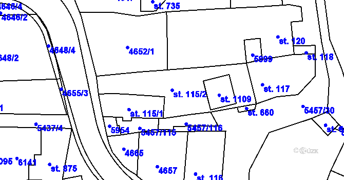 Parcela st. 115/2 v KÚ Polešovice, Katastrální mapa