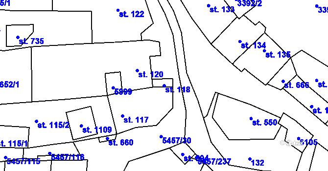 Parcela st. 118 v KÚ Polešovice, Katastrální mapa