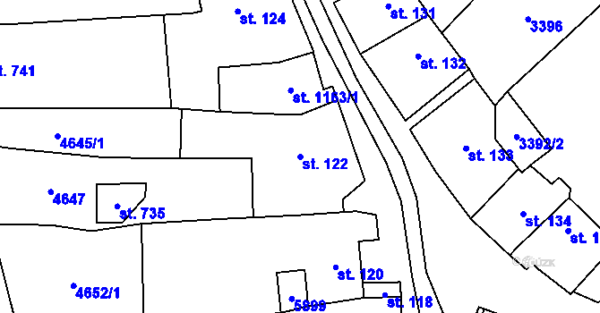 Parcela st. 122 v KÚ Polešovice, Katastrální mapa