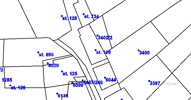 Parcela st. 129 v KÚ Polešovice, Katastrální mapa