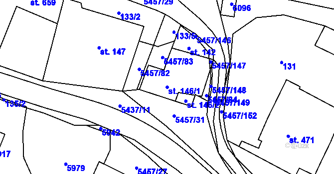 Parcela st. 146/1 v KÚ Polešovice, Katastrální mapa