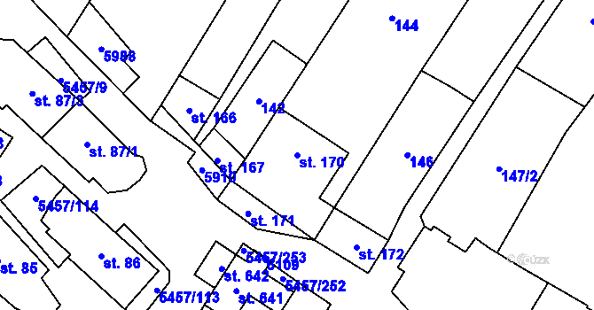 Parcela st. 170 v KÚ Polešovice, Katastrální mapa