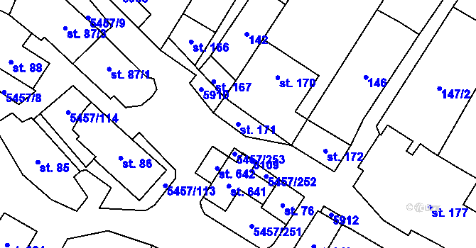 Parcela st. 171 v KÚ Polešovice, Katastrální mapa