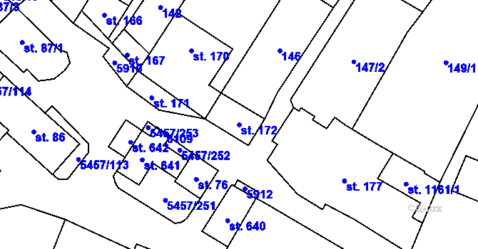 Parcela st. 172 v KÚ Polešovice, Katastrální mapa