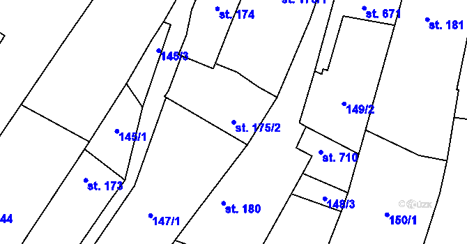Parcela st. 175/2 v KÚ Polešovice, Katastrální mapa