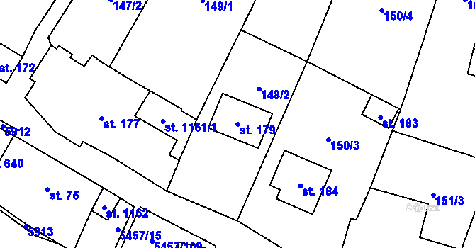 Parcela st. 179 v KÚ Polešovice, Katastrální mapa