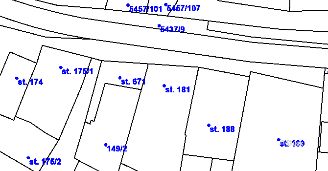 Parcela st. 181 v KÚ Polešovice, Katastrální mapa