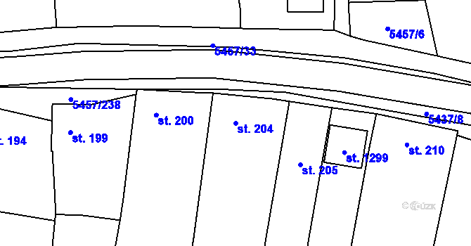 Parcela st. 204 v KÚ Polešovice, Katastrální mapa