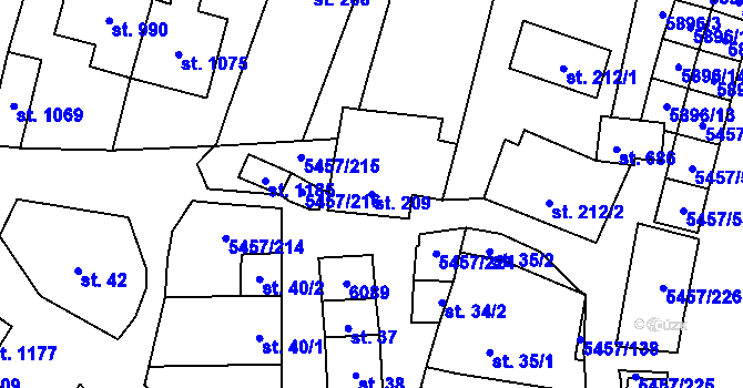 Parcela st. 209 v KÚ Polešovice, Katastrální mapa