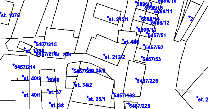 Parcela st. 212/2 v KÚ Polešovice, Katastrální mapa