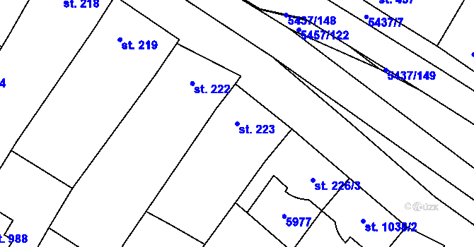 Parcela st. 223 v KÚ Polešovice, Katastrální mapa