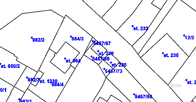 Parcela st. 229 v KÚ Polešovice, Katastrální mapa