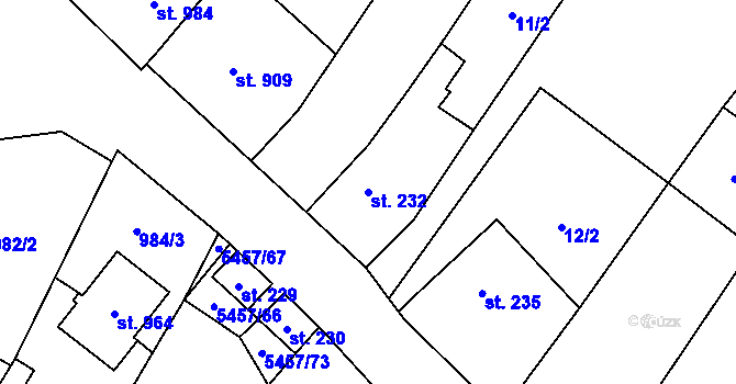 Parcela st. 232 v KÚ Polešovice, Katastrální mapa