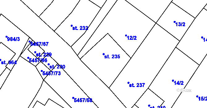 Parcela st. 235 v KÚ Polešovice, Katastrální mapa