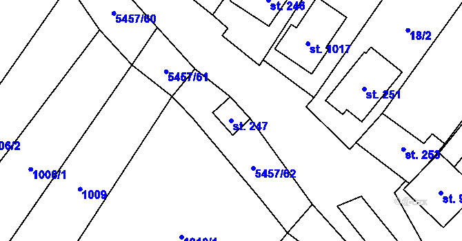 Parcela st. 247 v KÚ Polešovice, Katastrální mapa