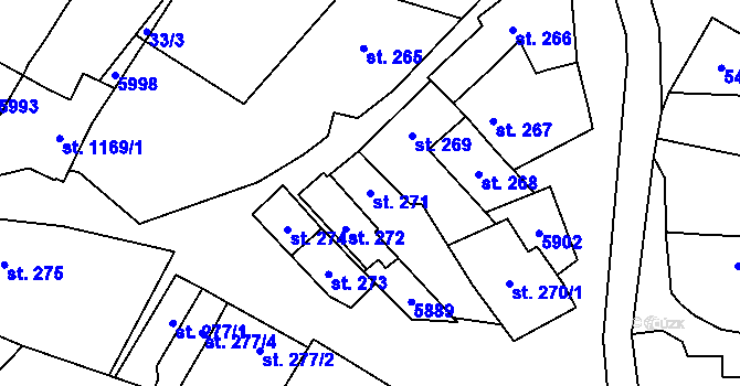 Parcela st. 271 v KÚ Polešovice, Katastrální mapa