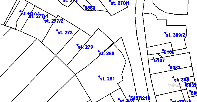 Parcela st. 280 v KÚ Polešovice, Katastrální mapa