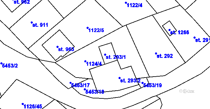 Parcela st. 293/1 v KÚ Polešovice, Katastrální mapa