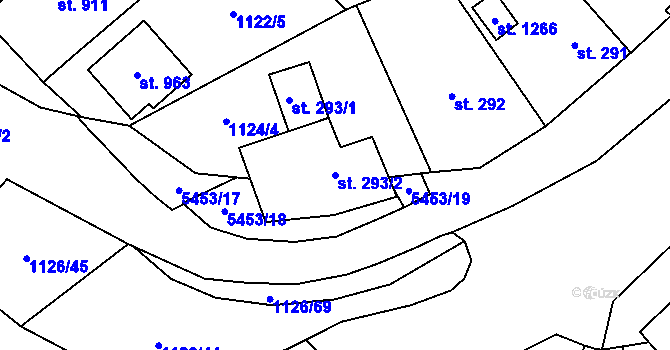 Parcela st. 293/2 v KÚ Polešovice, Katastrální mapa