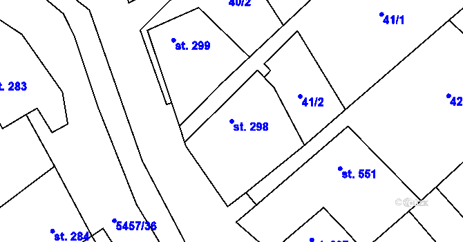 Parcela st. 298 v KÚ Polešovice, Katastrální mapa