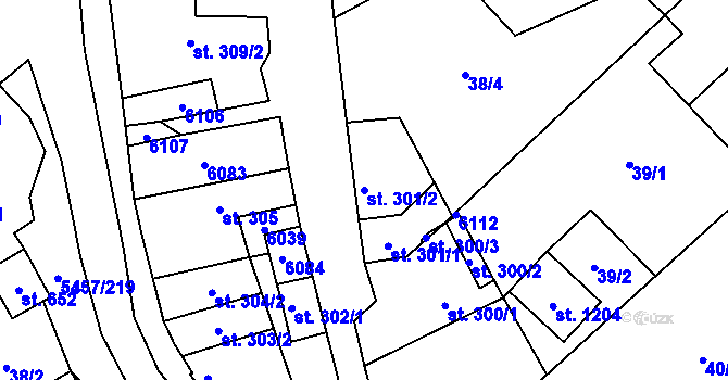 Parcela st. 301/2 v KÚ Polešovice, Katastrální mapa