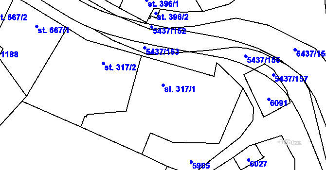 Parcela st. 317/1 v KÚ Polešovice, Katastrální mapa