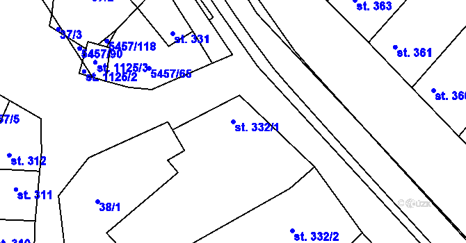 Parcela st. 332/1 v KÚ Polešovice, Katastrální mapa