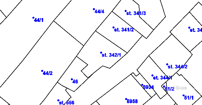 Parcela st. 342/1 v KÚ Polešovice, Katastrální mapa